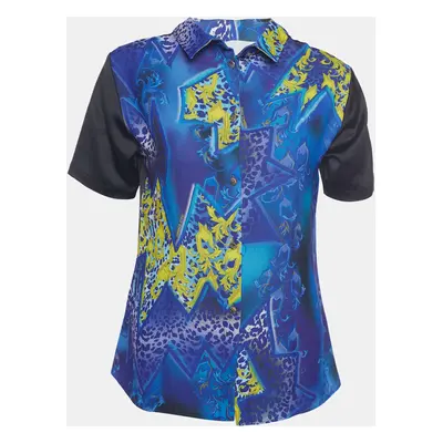 Versace Jeans Multicolor Printed Sateen Button Back Top