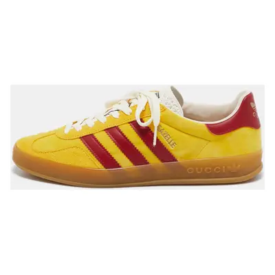 Gucci Yellow Leather and Suede Gazelle Lace Up Sneakers Size