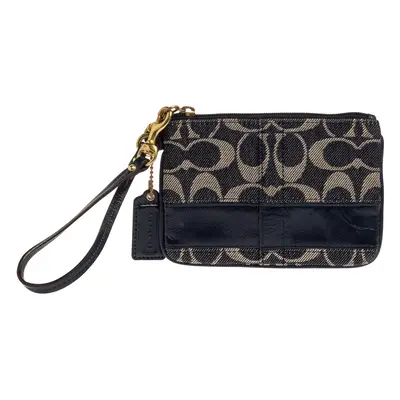 Coach Blue Signature Canvas and Patent Leather Wristlet Clutch