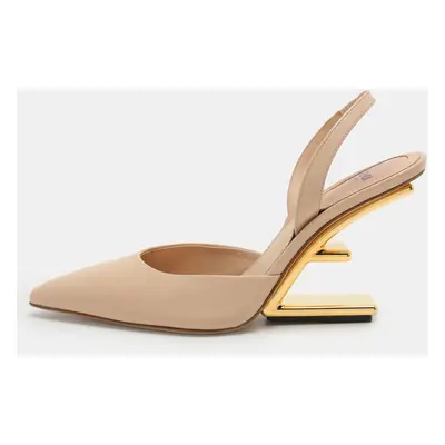 Fendi Beige Leather Fendi First Slingback Pumps Size