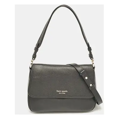 Kate Spade Black Leather Polly Convertible Flap Shoulder Bag