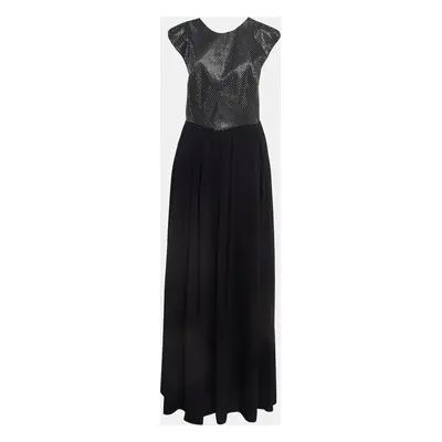 Emporio Armani Elite Black Embellished Cross Back Maxi Dress