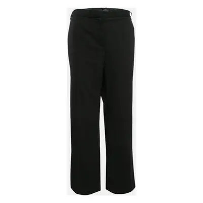 Versace Black Contrast Side Wool Cropped Trousers