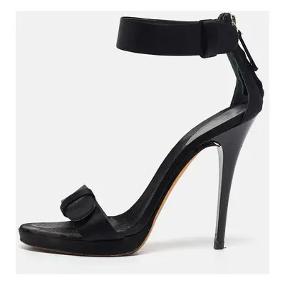 Giuseppe Zanotti Black Satin Ankle Strap Sandals Size