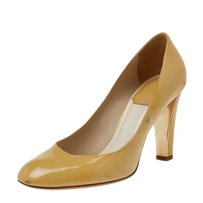 Dior Yellow Patent Leather Round Toe Pumps Size