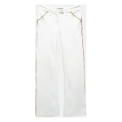 Roberto Cavalli White Contrast Trim Denim Buttoned Jeans