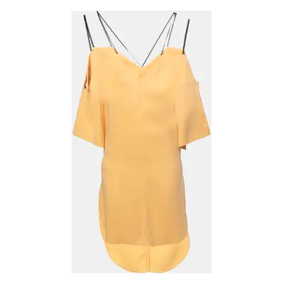 Roland Mouret Yellow Crepe Off-Shoulder Belted Conway Dress