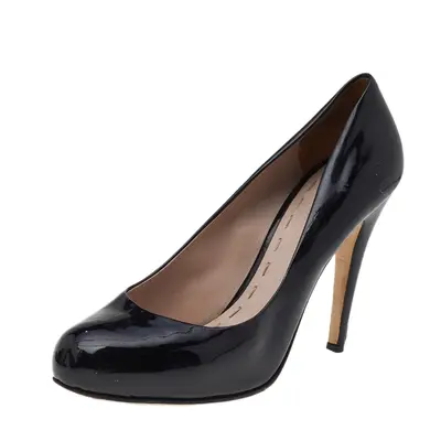 Miu Miu Black Patent Leather Round Toe Pumps Size