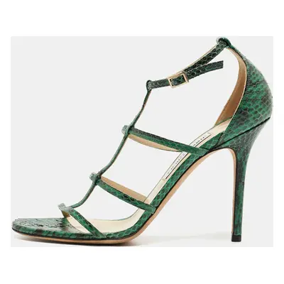 Jimmy Choo Green Embossed Snakeskin Dori Sandals Size