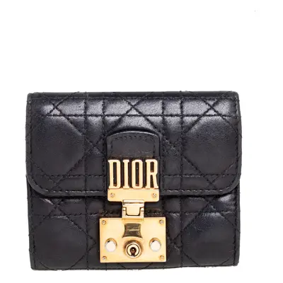 Dior Black Cannage Leather Addict Compact Wallet