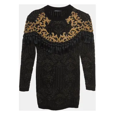 Balmain Black/Gold Jacquard Knit Tasseled Dress (12 Yrs)