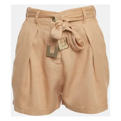 Elisabetta Franchi Beige Denim Belted Loose Fit Shorts