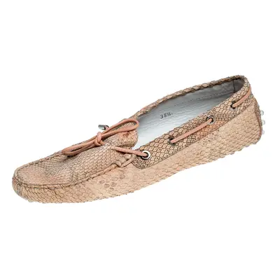 Tod's Beige Python Leather Gommino Loafers Size 38.5