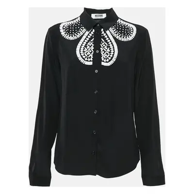 Moschino Cheap and Chic Black Beads Embellished Silk Shirt