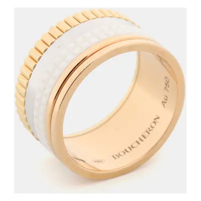 Boucheron Quatre White Edition Ceramic 18K Three Tone Gold Large Band Ring