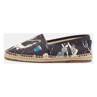 Dolce & Gabbana Navy Blue Printed Canvas Slip On Espadrilles Size