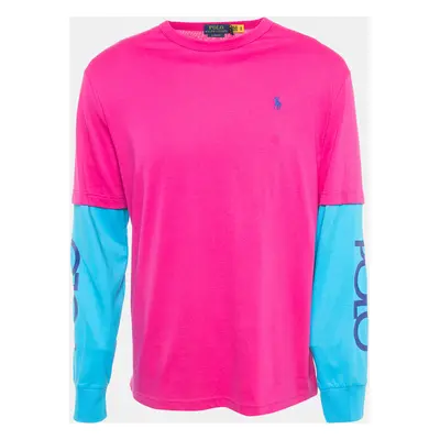 Polo Ralph Lauren Pink/Blue Cotton Classic Fit Long Sleeve T-Shirt