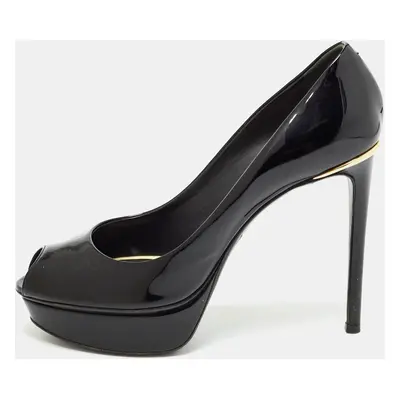 Louis Vuitton Black Patent Leather Eyeline Peep Toe Pumps Size