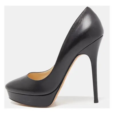 Jimmy Choo Black Leather Cosmic Platform Pumps Size