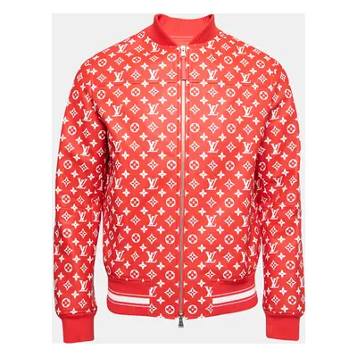 Louis Vuitton X Supreme Red Monogram Leather Bomber Jacket