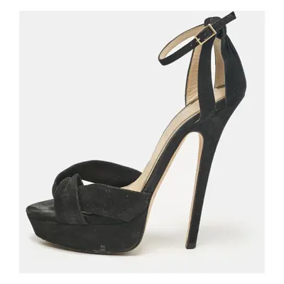 Jimmy Choo Black Suede Ankle Strap Sandals Size