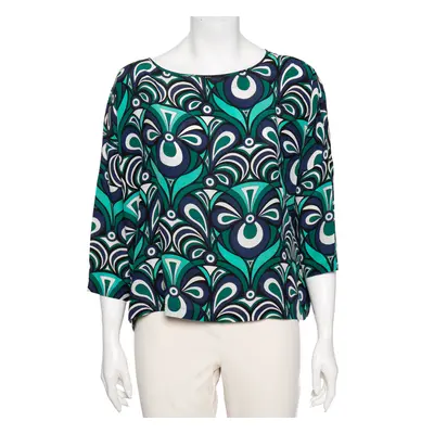 M Missoni Multicolor Printed Silk Crew Neck Top