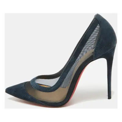 Christian Louboutin Navy Blue Suede and Mesh Galativi Pumps Size 35.5