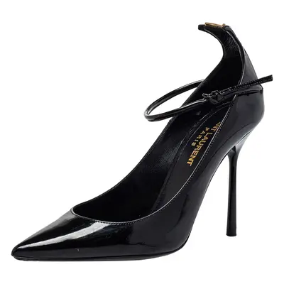 Saint Laurent Black Patent Leather Ankle Strap Pumps Size