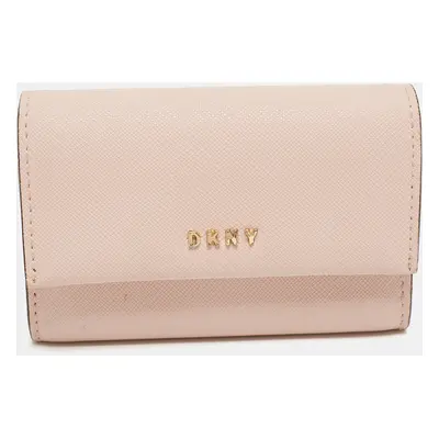 DKNY Pink Saffiano Leather Flap Compact Wallet