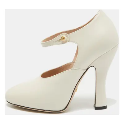 Gucci Cream Leather Mary Jane Pumps Size 37.5