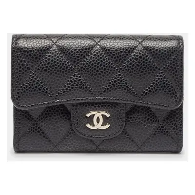 Chanel Black Caviar Leather CC Flap Card Case