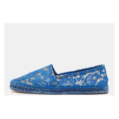 Dolce & Gabbana Blue Lace and Mesh Espadrille Flats Size