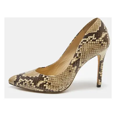 Alexandra Birman Beige/Brown Python Pointed Toe Pumps Size 37.5