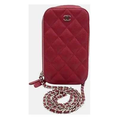 Chanel Red Tone Caviar Mini Crossbody Bag A70655