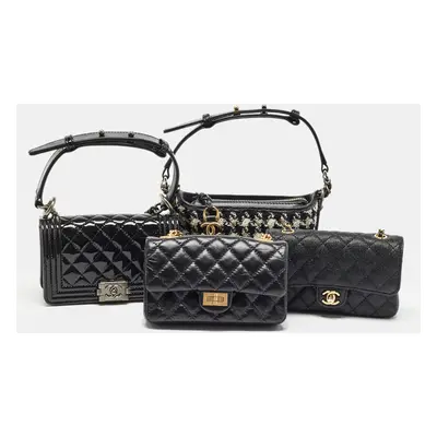 Chanel Black Quilted Leather Success Story Trunk and Set of Mini Bags