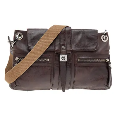 Lanvin Dark Brown Leather Flap Shoulder Bag