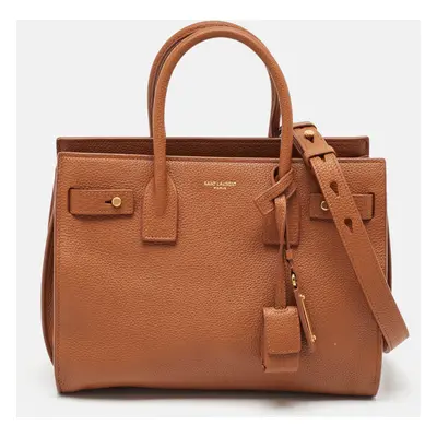 Saint Laurent Brown Leather Baby Classic Sac De Jour Tote