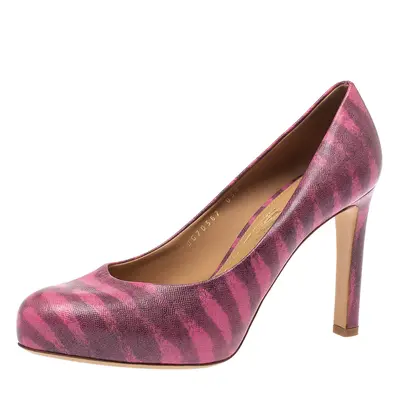 Salvatore Ferragamo Pink Animal Print Leather Pumps Size