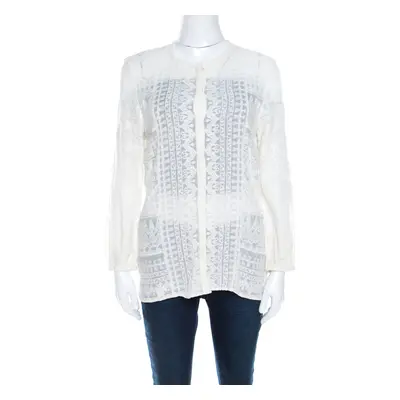 Isabel Marant Off White Embroidered Voile Long Sleeve Shirt