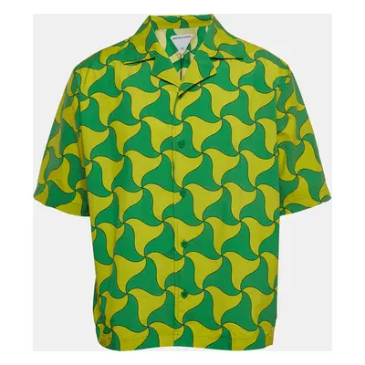 Bottega Veneta Green/Yellow Printed Nylon Bowling Shirt