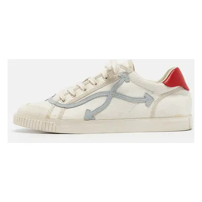 Off-White White/Red Canvas and Leather Vulcanised Sneakers Size