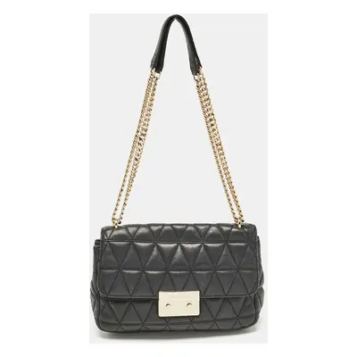 Micheal Kors Black Quilted Leather Sloan Shoulder Bag