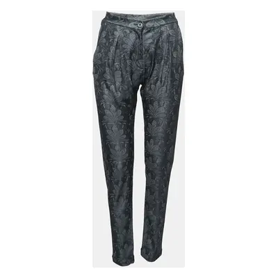 Emporio Armani Black Floral Jersey Knit Skinny Trousers