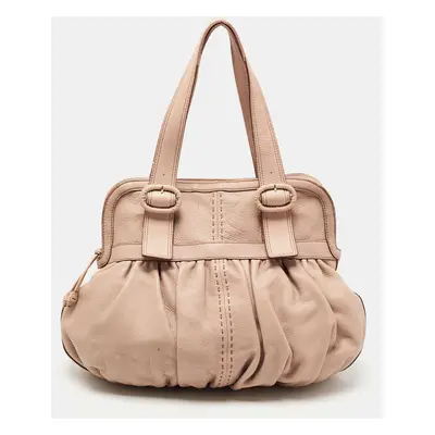 Cole Haan Light Pink Leather Pleated Hobo