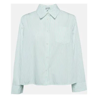 Loewe Green/White Striped Cotton Back Open Trapeze Shirt