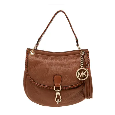 MICHAEL Michael Kors Brown Leather Tassel Braided Flap Top Handle Bag