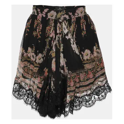 Etro Multicolor Printed Silk Lace Mini Skirt