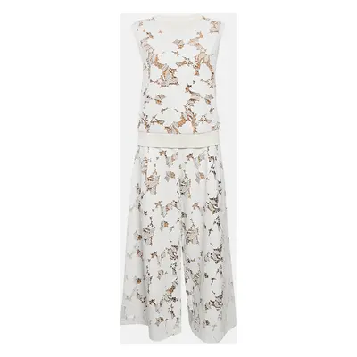 Oscar de la Renta White Magnolia Guipure Lace Palazzo Pants