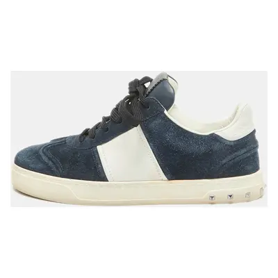 Valentino Navy Blue/White Suede and Leather Flycrew Sneakers Size 38.5