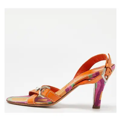 Prada Multicolor Leather Printed Ankle Strap Sandals Size